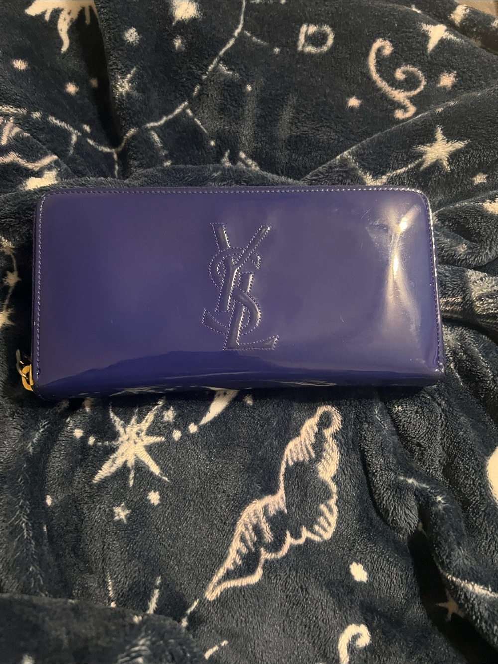 Saint Laurent Patent Zip-Around Wallet in Violet
